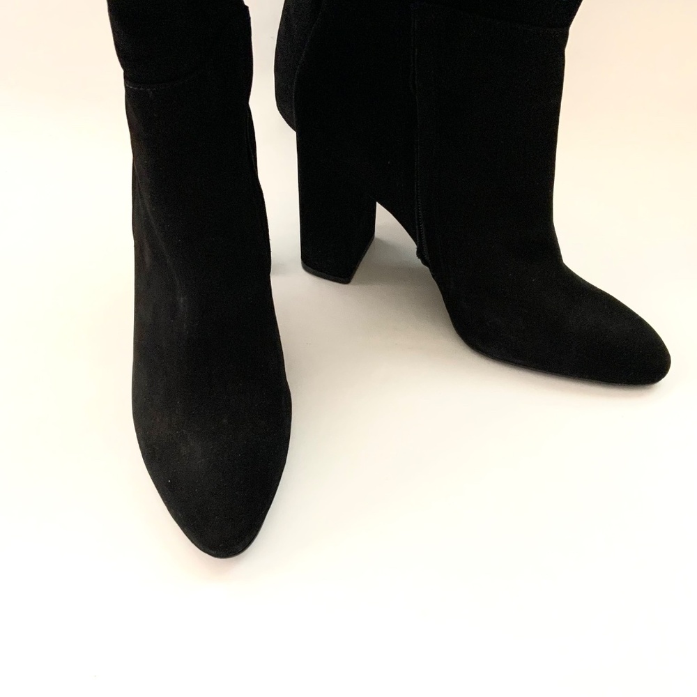 STEVE MADDEN Women's Ninny Black Nubuck Heeled Boots Pointed Toe Block heel Boot - Picture 10 of 11